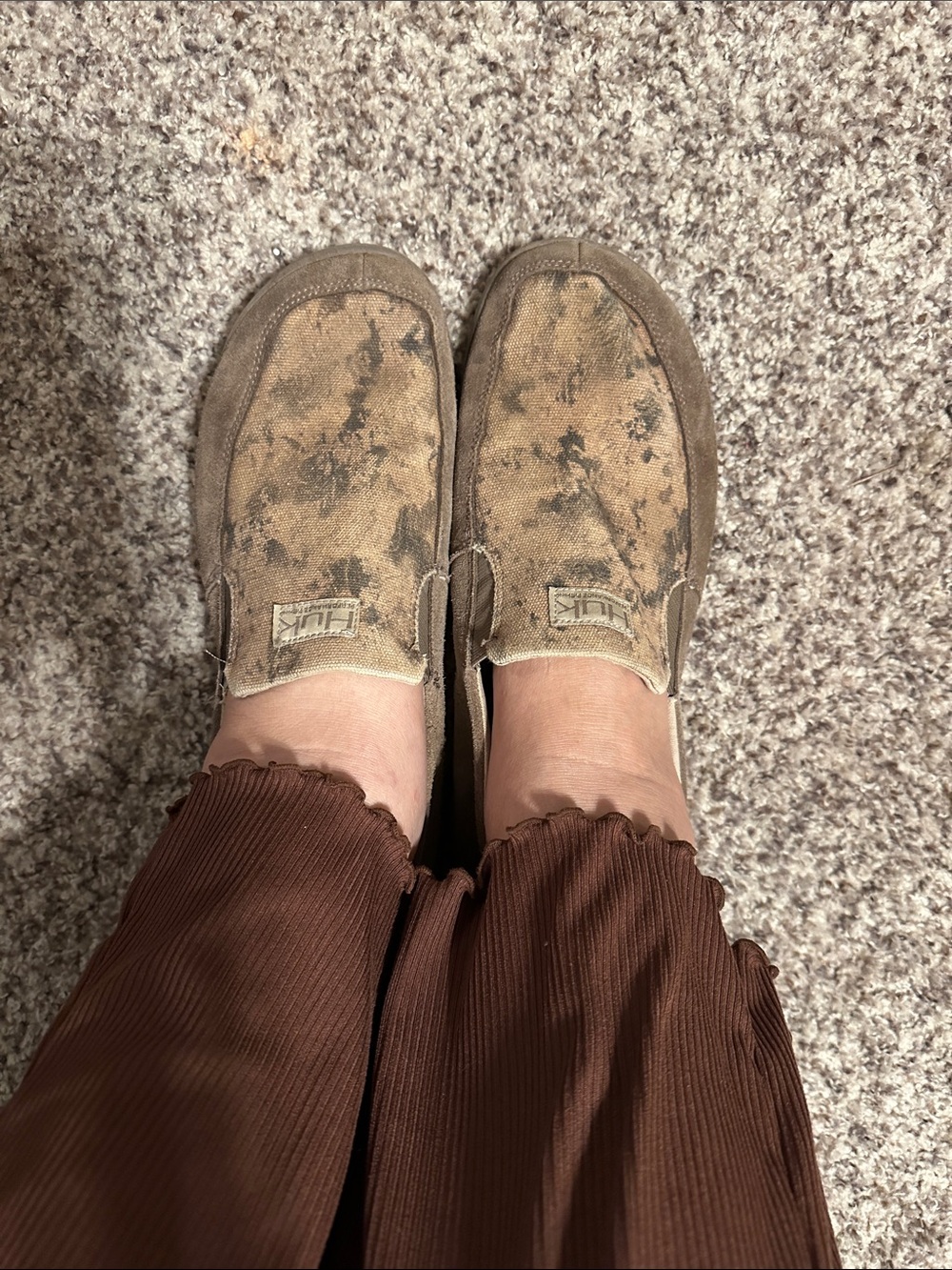 HUK Brewster Leather Slip-On Men’s Shoes in Brown